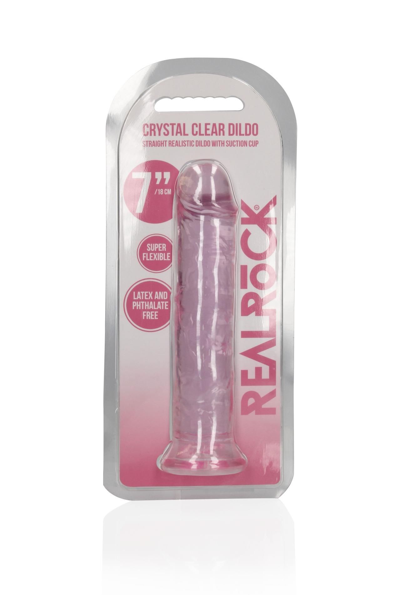 Dildo RealRock Crystal Clear Realistic 7'', 20 cm (рожевий)