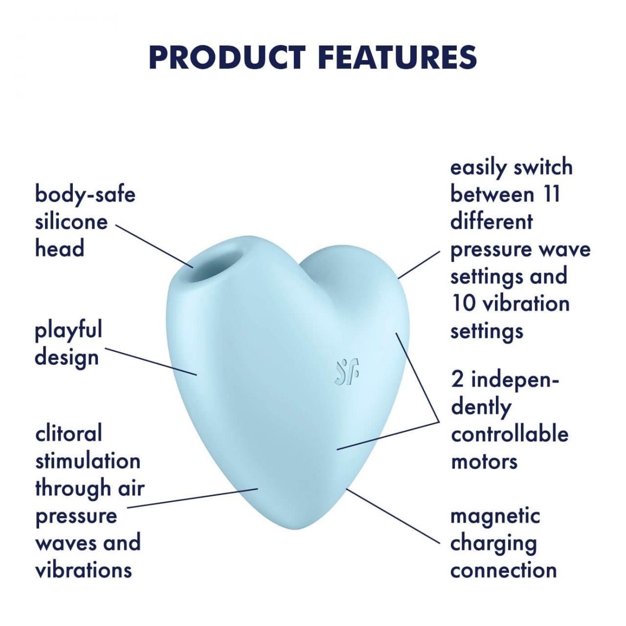 Вакуумный стимулятор клитора с вибрацией Satisfyer Cutie Heart (голубой)