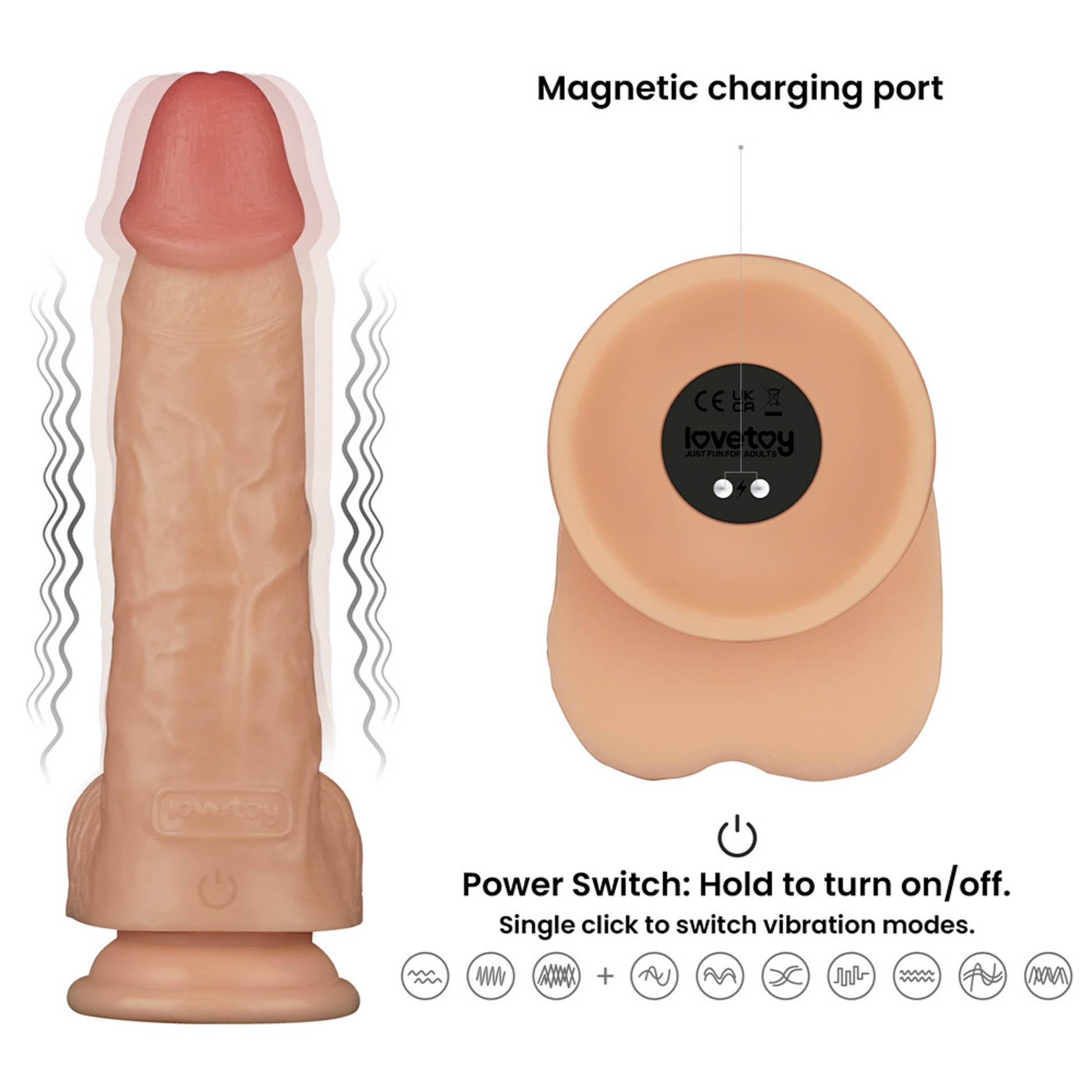 Wibrator Lovetoy Power Basics Cock 9.5'', 23.6 cm (w kolorze cielistym)