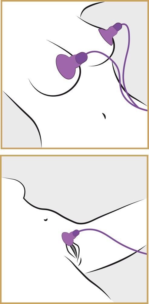 Помпа для сосков с вибрацией Orion Double Double Nipple and Clitoris Stimulators, 7 см (фиолетовый)