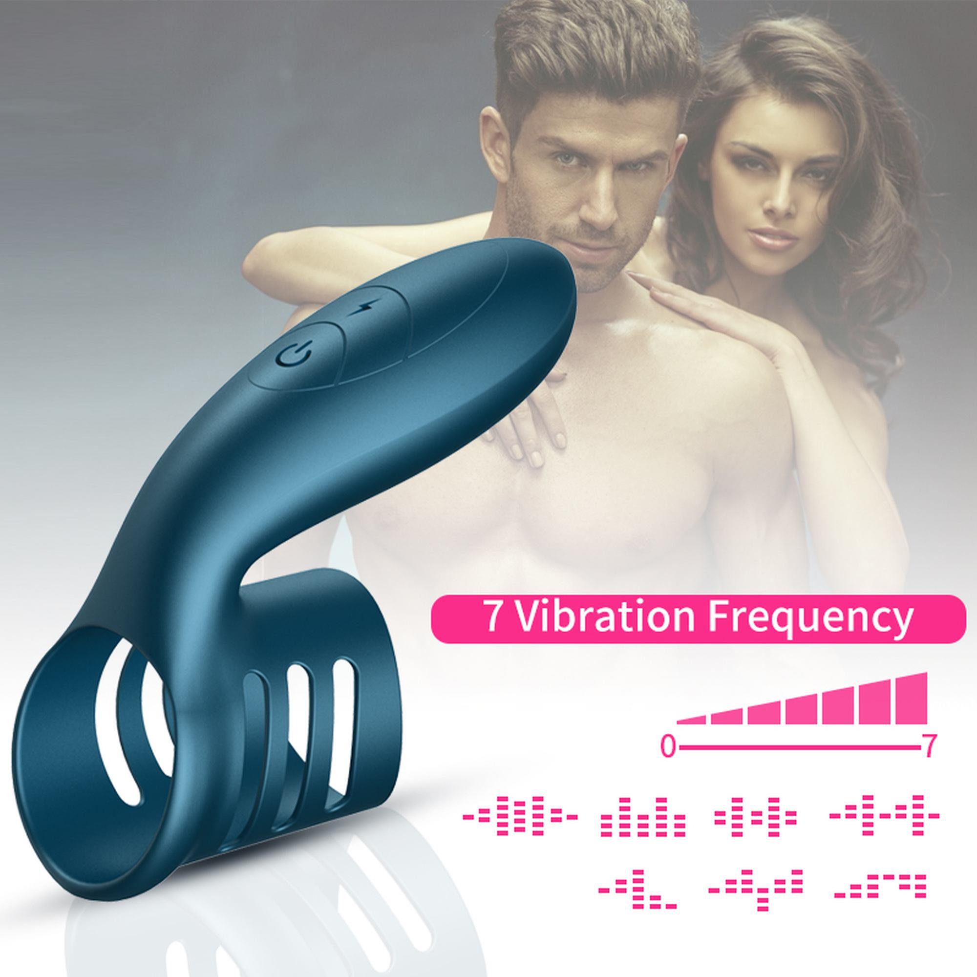 Насадка на пенис Foxshow Wibrator Silicone Ring, 11 см (синий)
