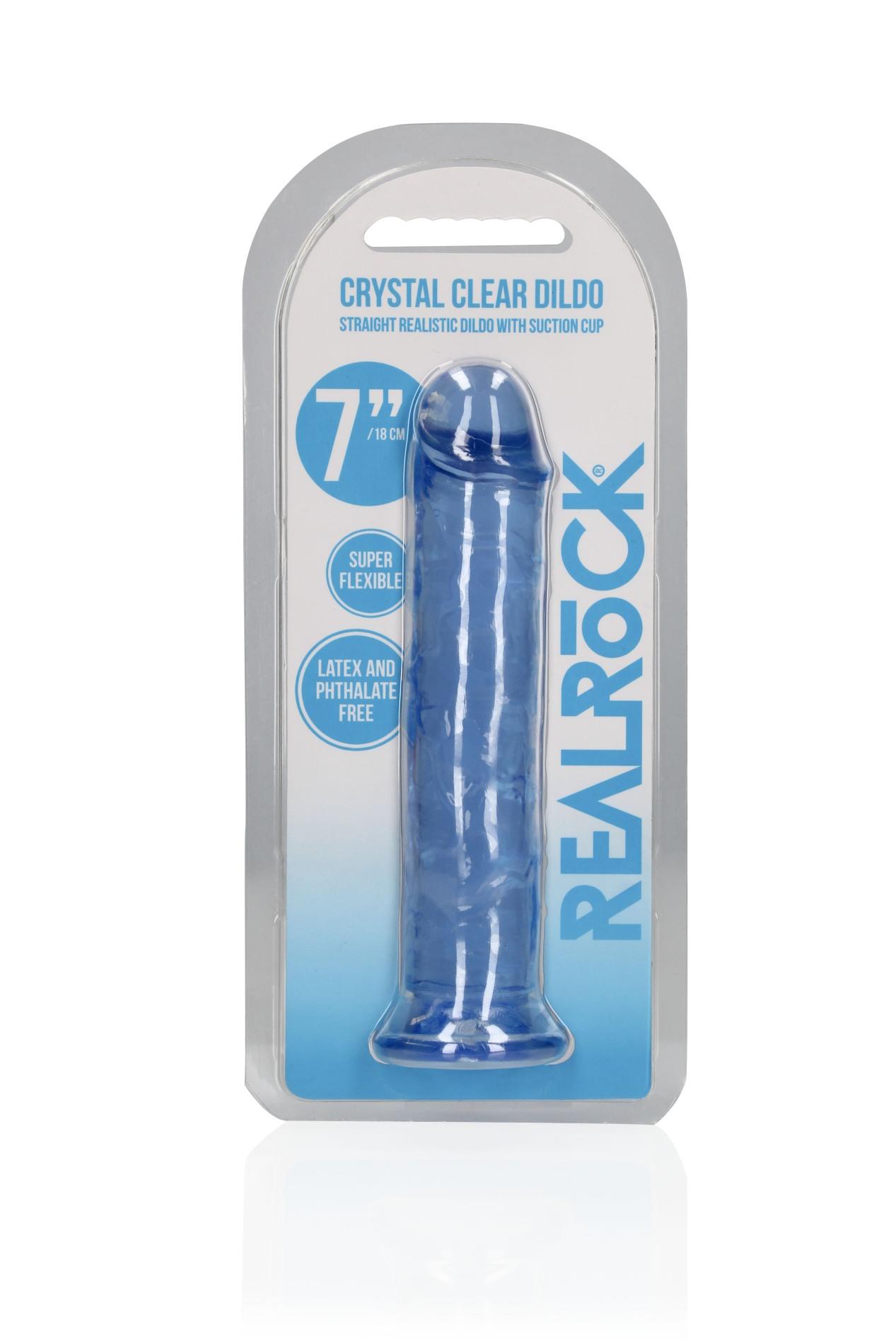 Фаллоимитатор RealRock Crystal Clear Realistic Dildo 7'', 20 см (голубой)