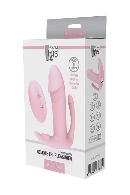 Вібратор Vibes Of Love Remote Tri-Pleasurer, 8,5 см (рожевий)