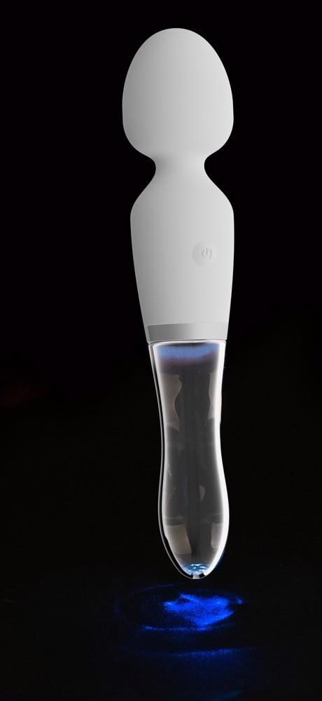 Двухсторонний стеклянный вибратор Orion Glass Vibrator 1, 21,5 см (белый)