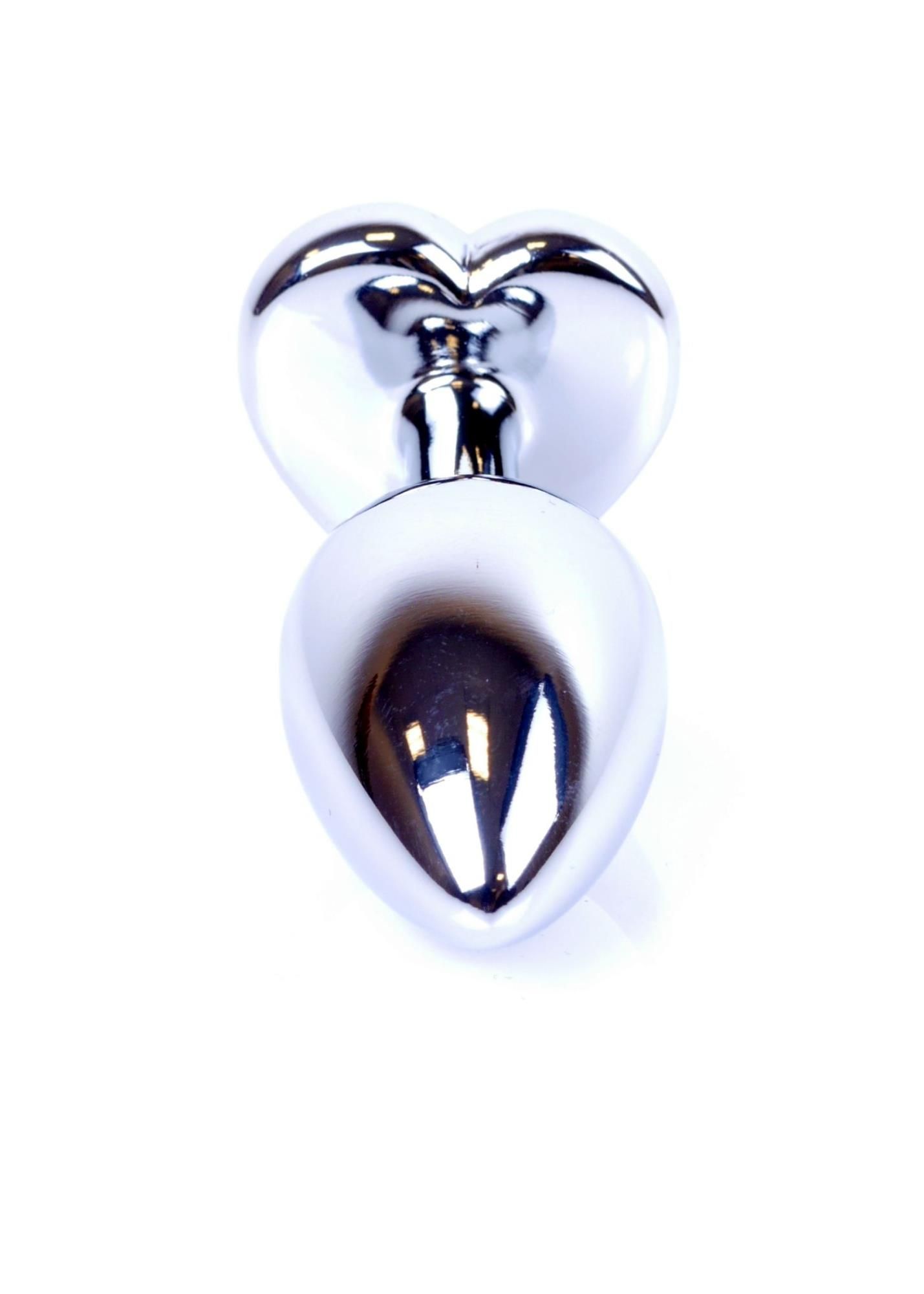 Анальна пробка з кристалом Jewellery Silver Heart Plug, 7х2.7 см (червоний)