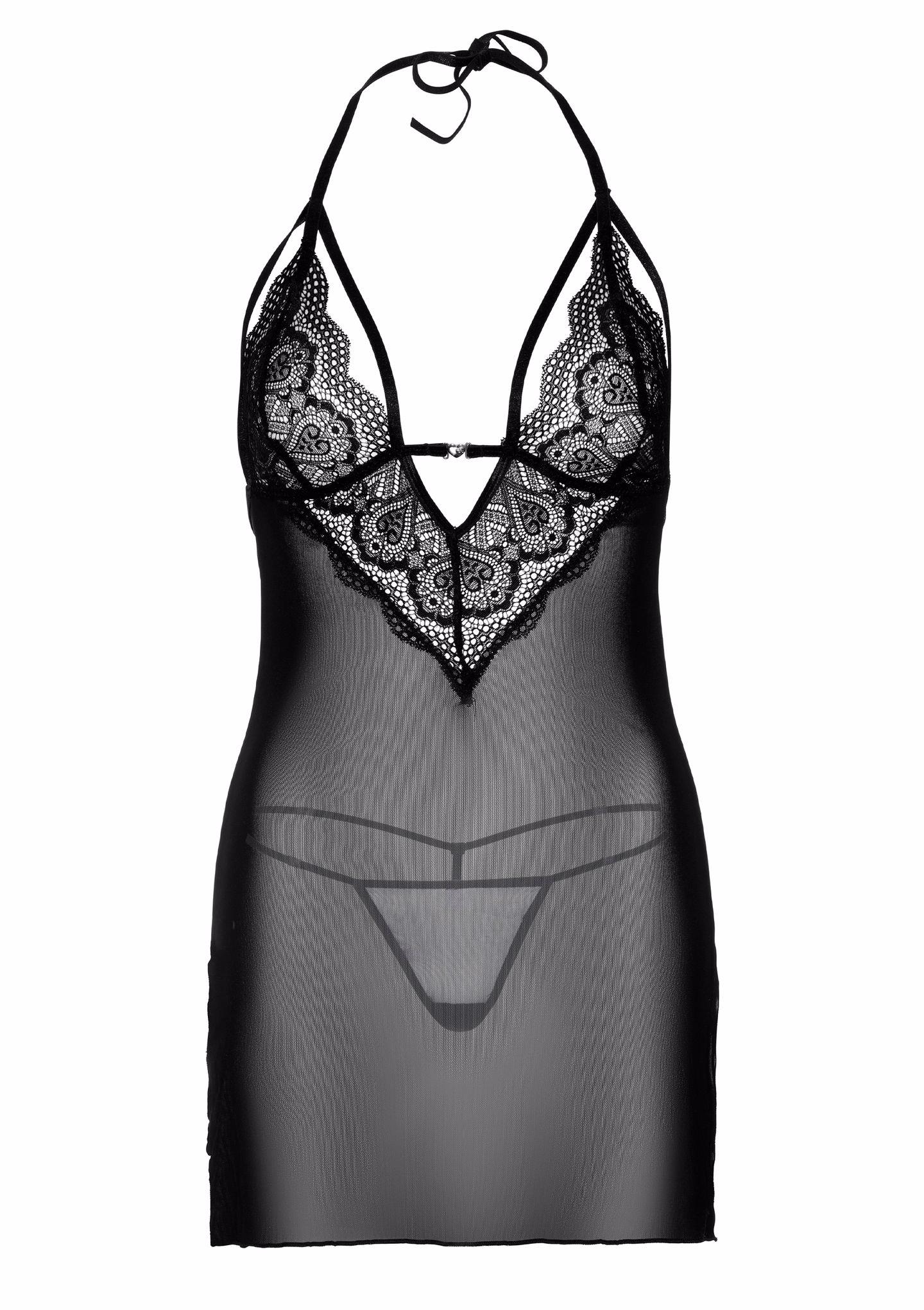 Seksowny komplet Daring Intimates Strappy Lace Babydoll With G-String, S/M (czarny)