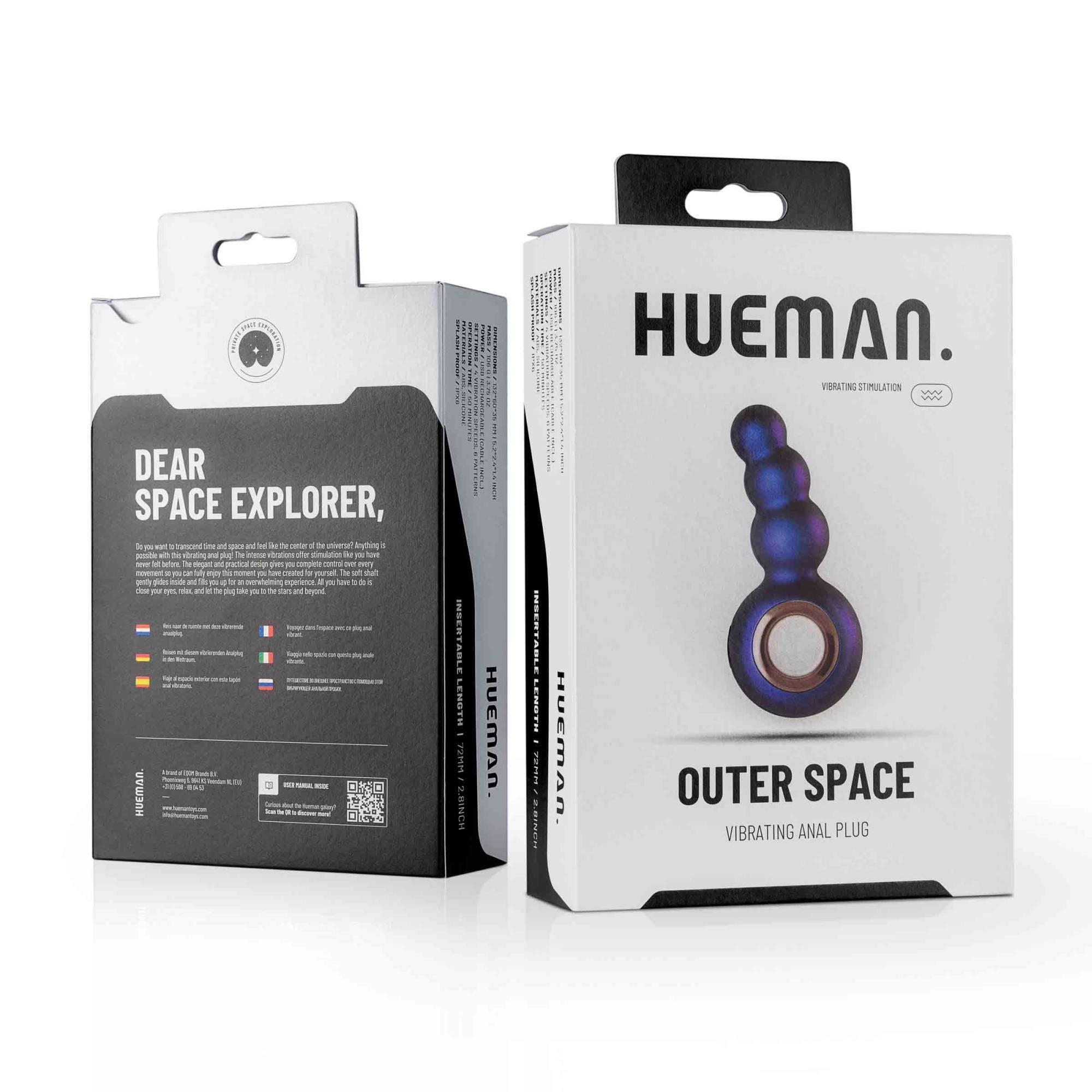 Wibrujący korek Hueman Outer Space Vibrating Anal Plug, 13,2 cm (fioletowy)