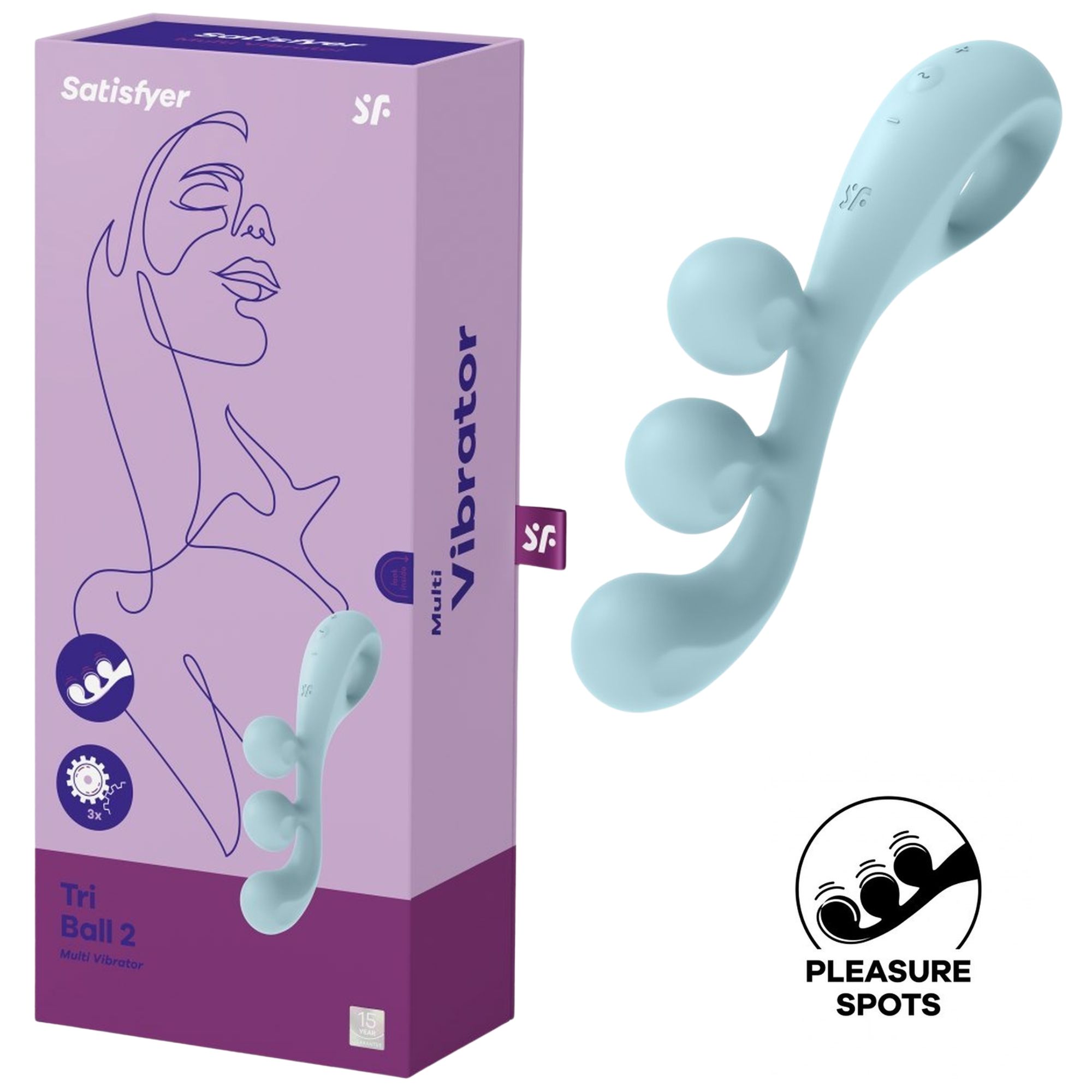 Вібратор для потрійної стимуляції Satisfyer Tri Ball 2, 20,5 см (блакитний)