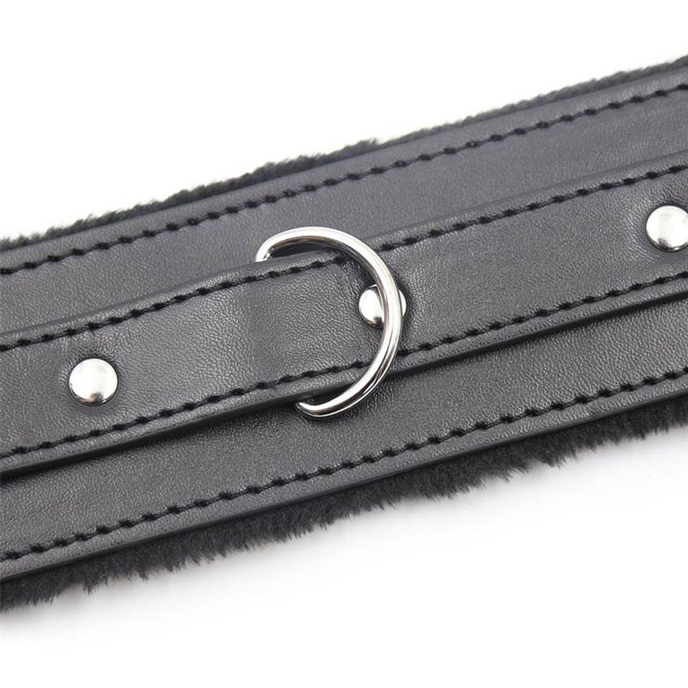 FETISH ADDICT Collar With Metal Leash - Obroża ze smyczą, Czarny, 78.5 cm