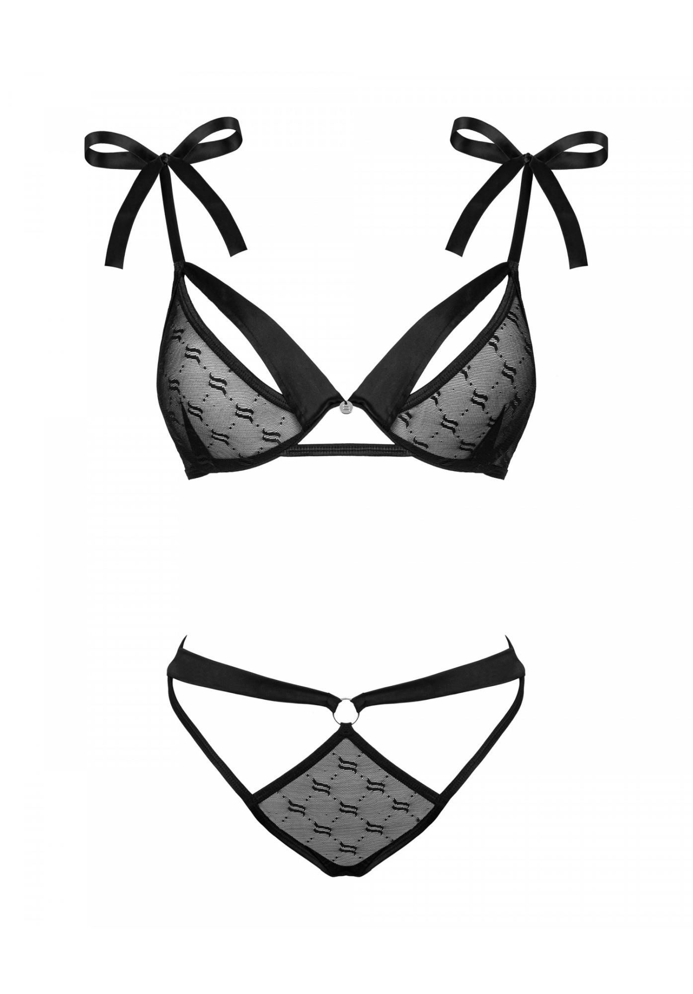 Комплект белья Obsessive Obsessivia, S/M (черный)