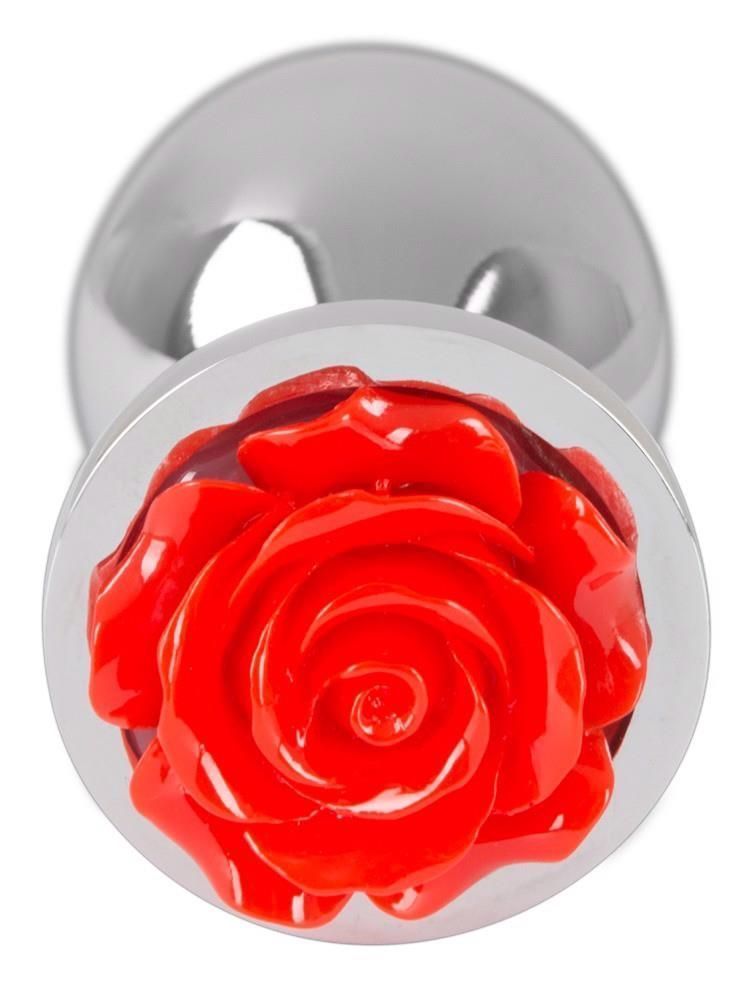 Korek analny Rose Butt Plug, 9 cm (srebro)