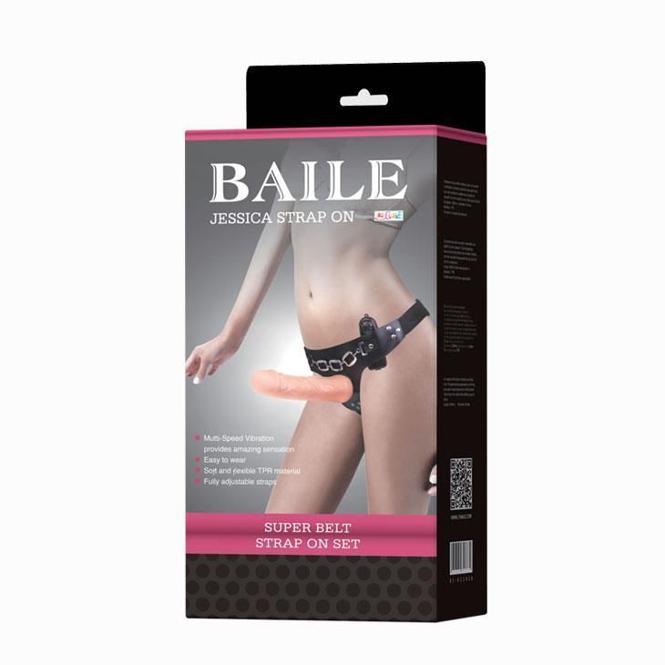 Страпон с вибрацией Baile Jessica, 19 см (телесный)