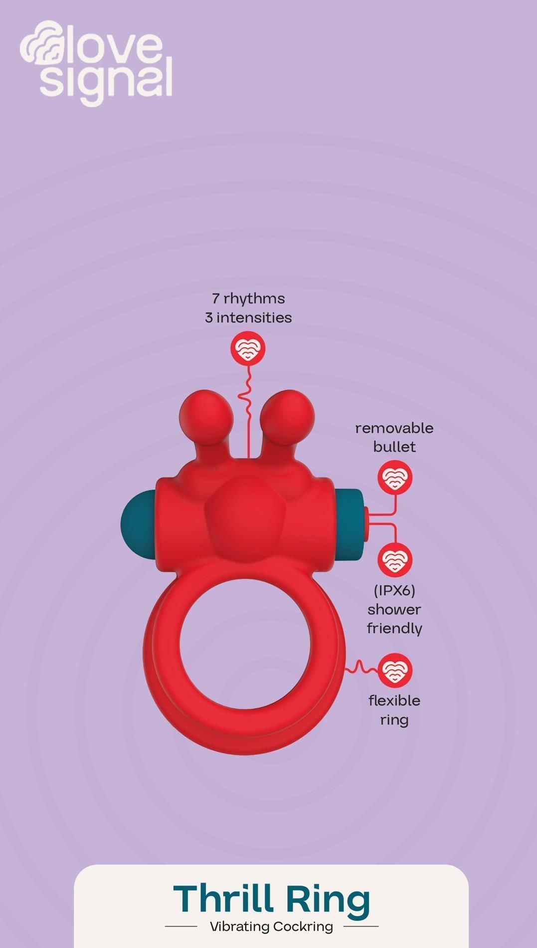 Pierścień erekcyjny Dream Toys Thrill Ring, 10 cm (czerwony)