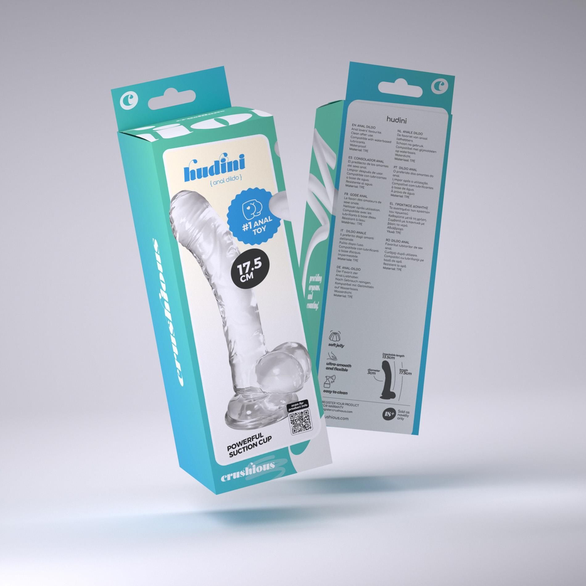 Dildo Crushious Hudini Jelly, 17.5 cm (przezroczysty)