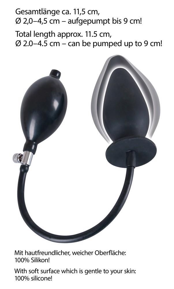 Анальна пробка True Black Inflatable Anal Plug, 11,5 см (чорний)