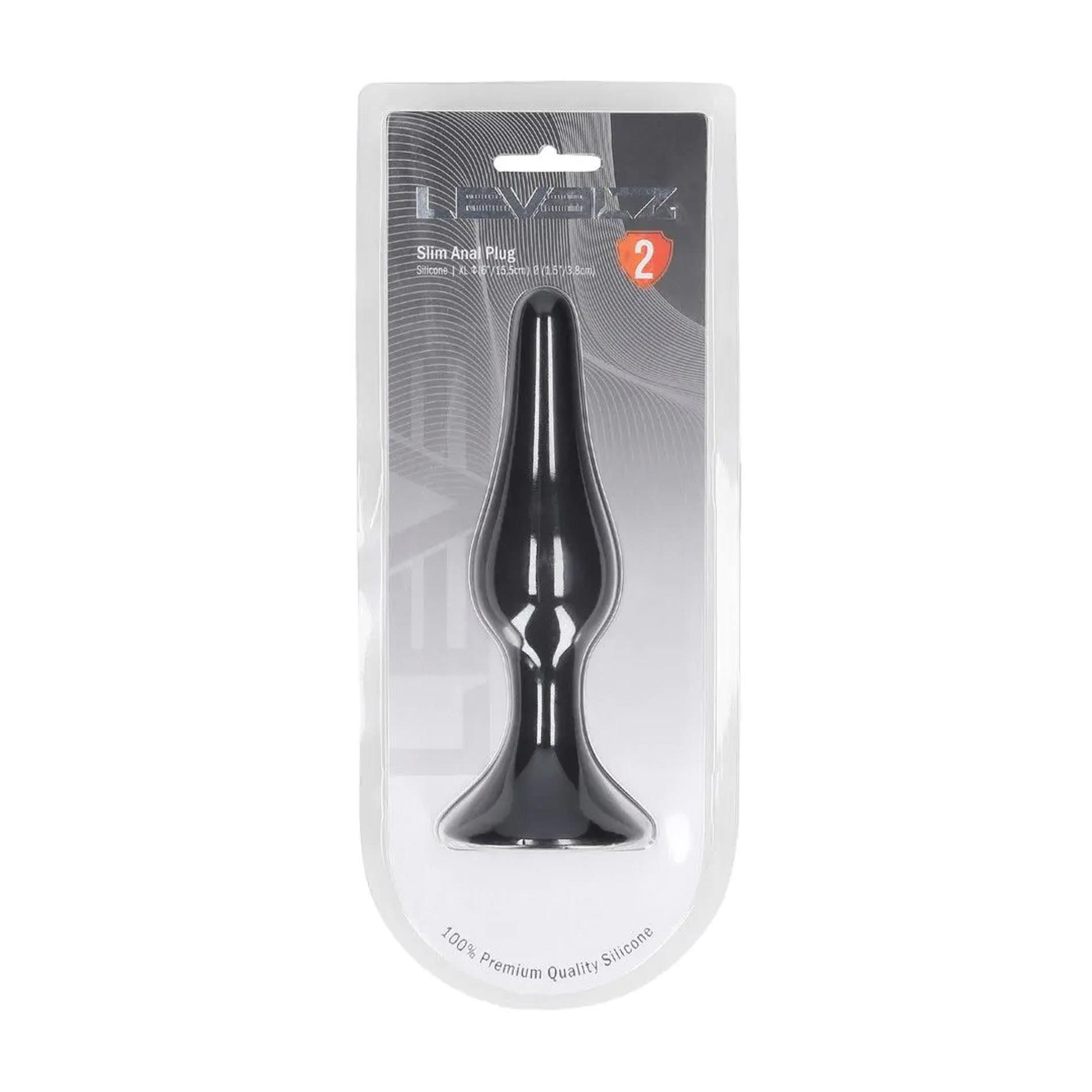 Korek analny Levelz Slim Anal Plug XL, 15.5 cm (czarny)