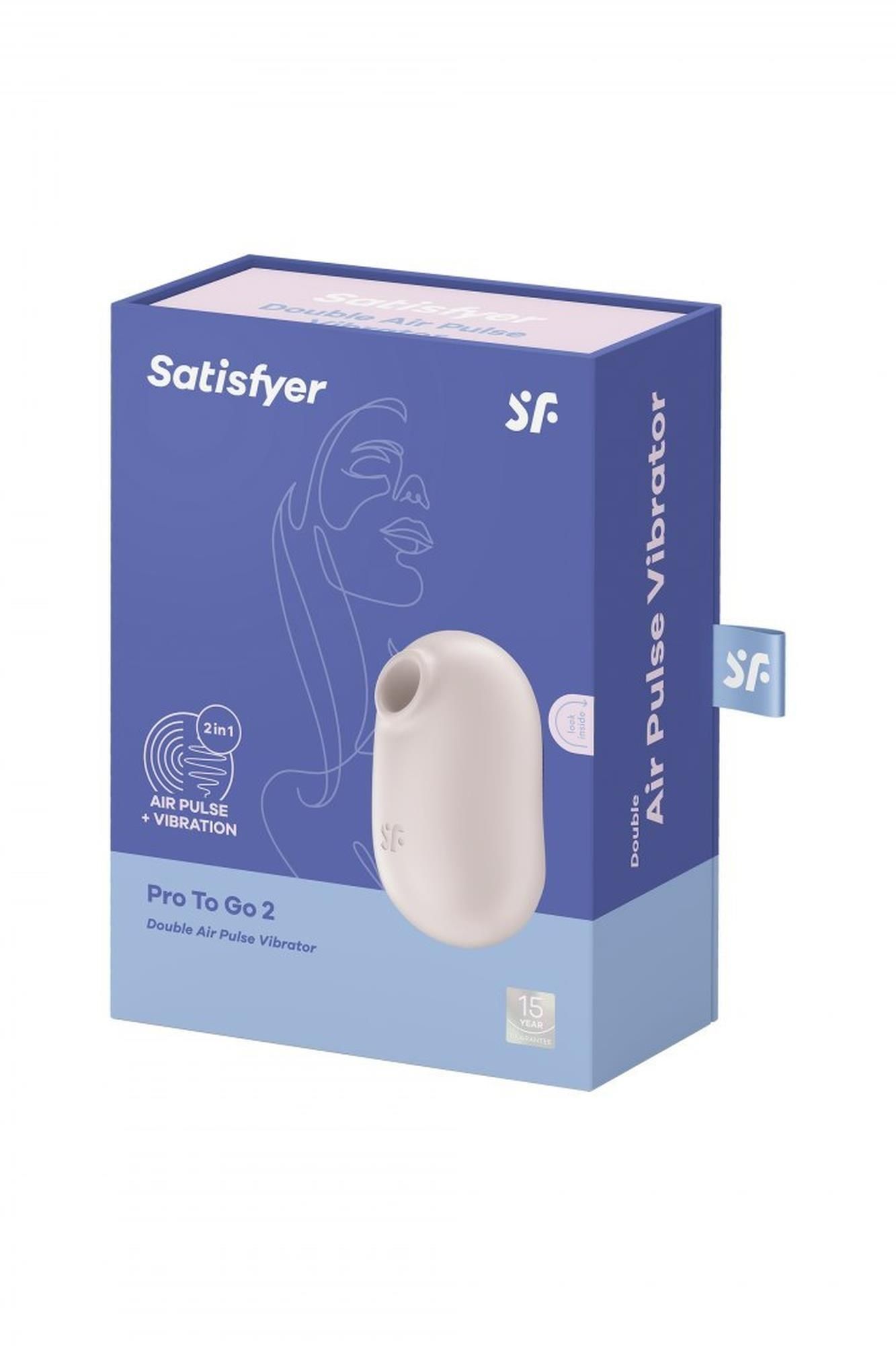 Вакуумный стимулятор клитора с вибрацией Satisfyer Pro To Go 2 (бежевый)
