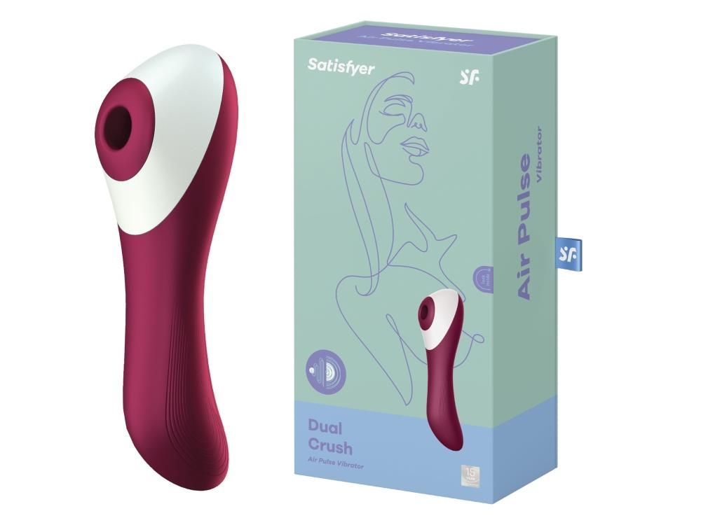 Вакуумный стимулятор клитора с вибрацией Satisfyer Dual Crush (бордовый)