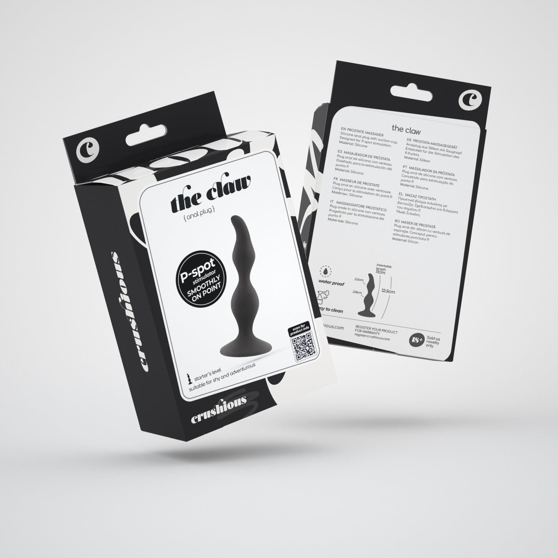 Korek analny Crushious The Claw, 12,5 cm (czarny)