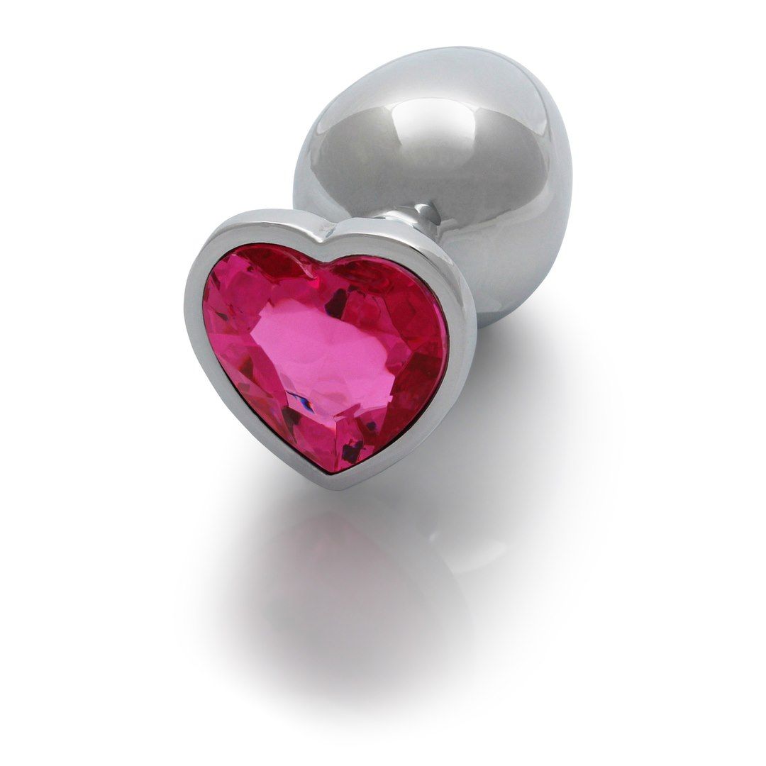 Korek analny Ouch! Heart Gem Butt Plug Medium, 8 cm (srebrny)
