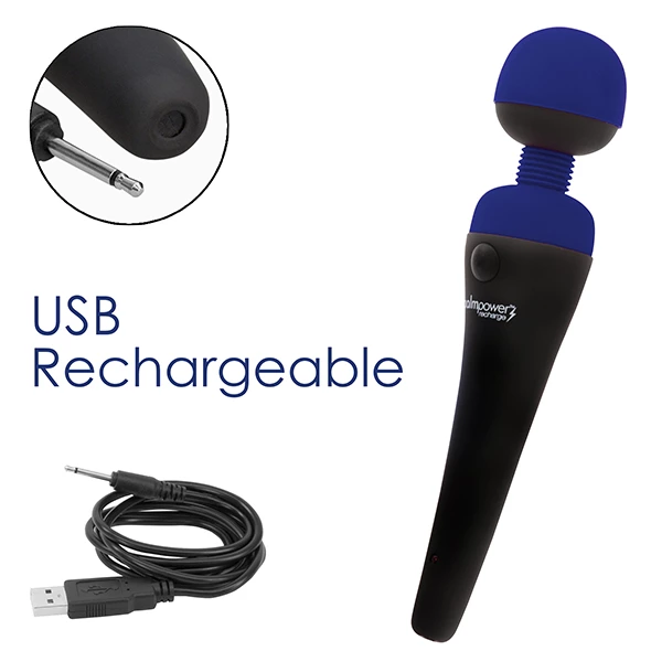 Вибромассажер Palm Power Recharge Massage Wand, 18.8 см (синий)