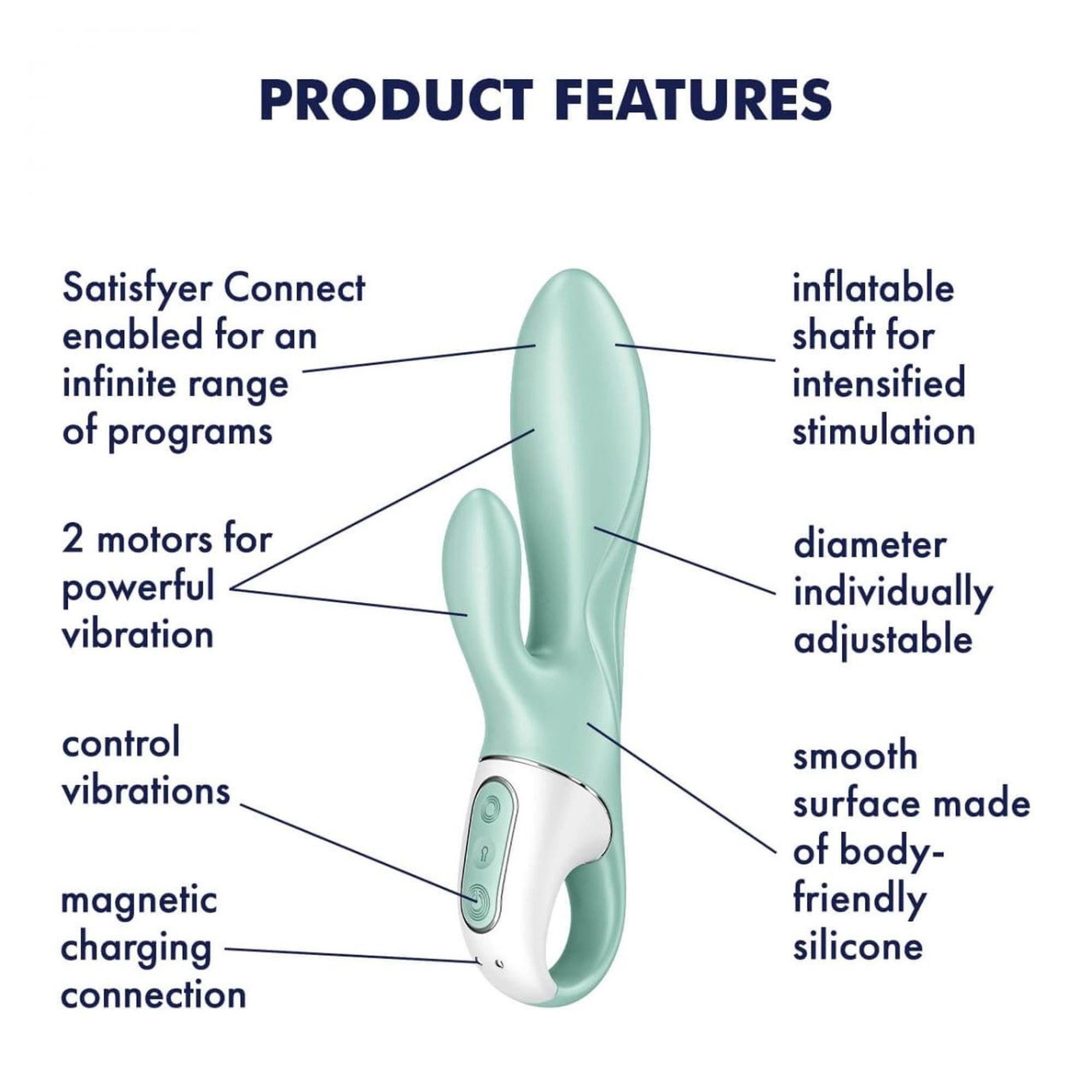 Wibrator królik Satisfyer Air Pump Bunny 5+, 21,5x3,6 cm (mięta)