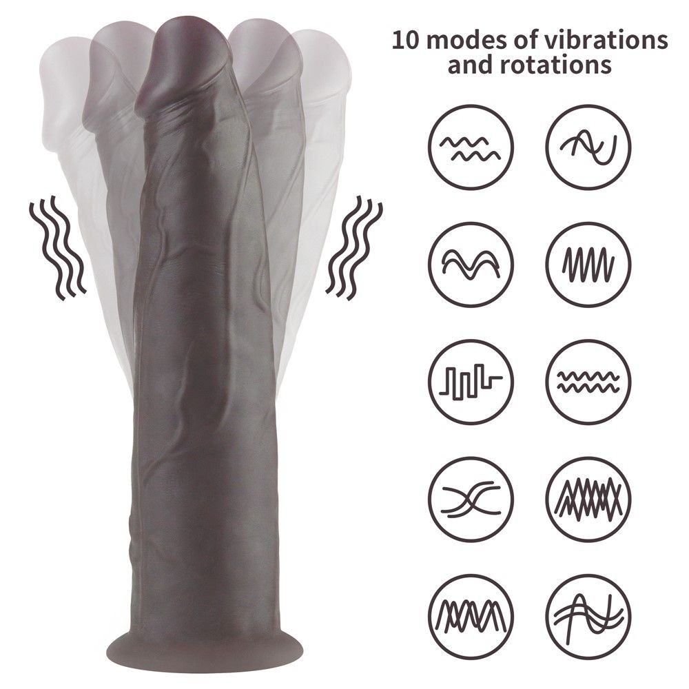 Lovetoy Dual Layered Silicone Rotator - Wibrator, Czarny, 23 cm