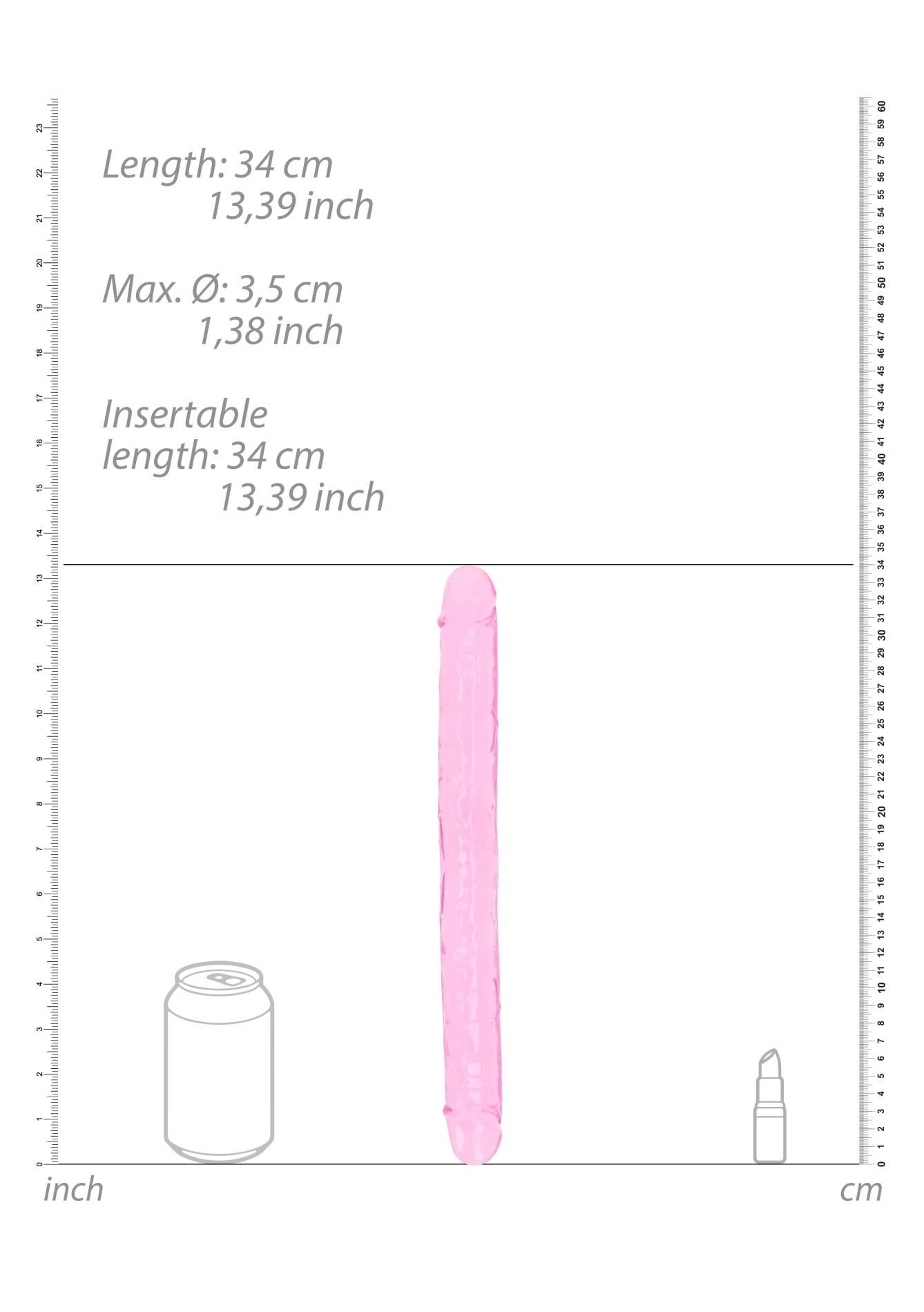 Двухсторонний фаллоимитатор RealRock Crystal Clear Double Dildo 13'', 34 см (розовый)
