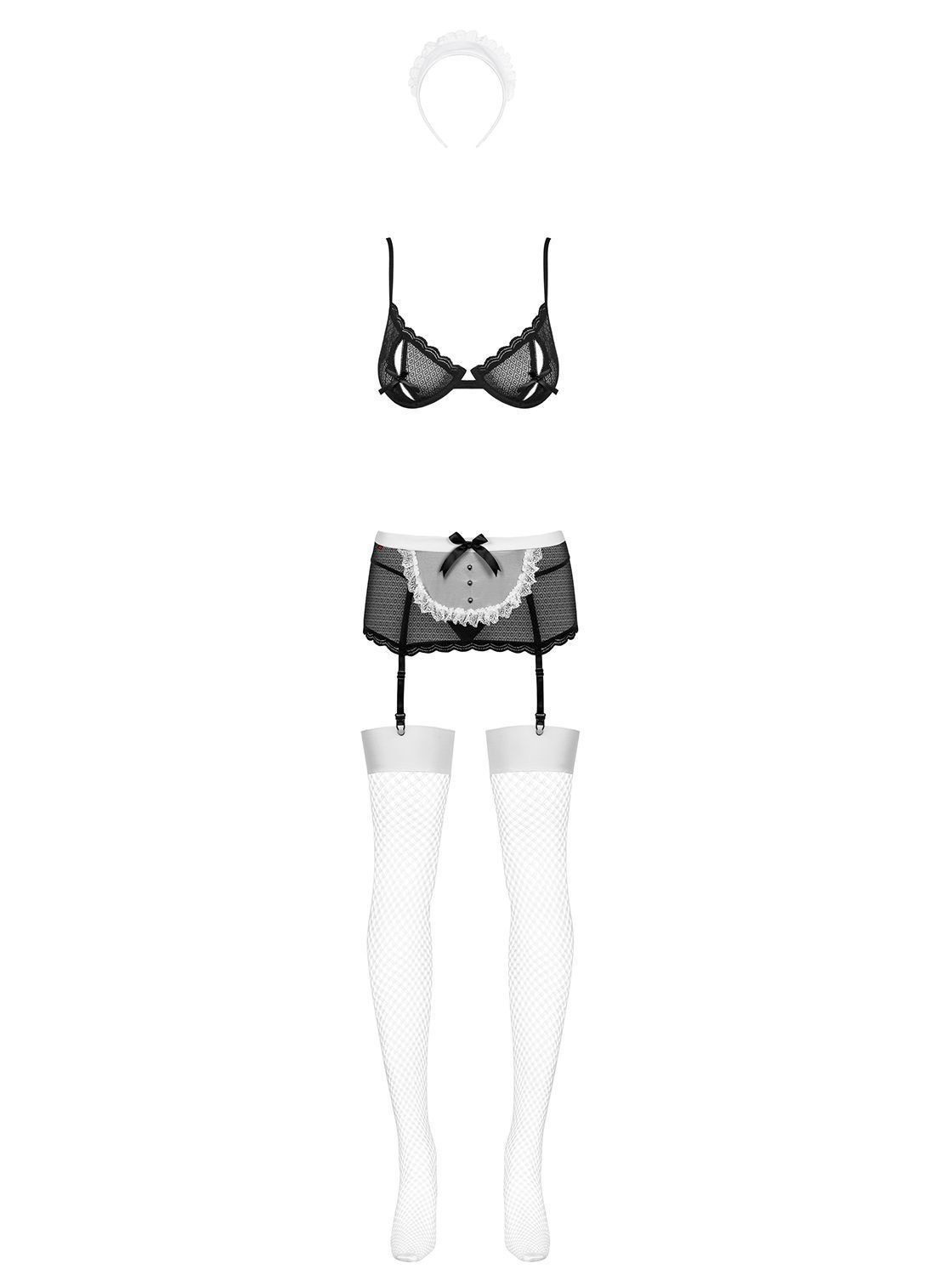 Сексуальный костюм горничной Obsessive Maidme, S/M (черный)