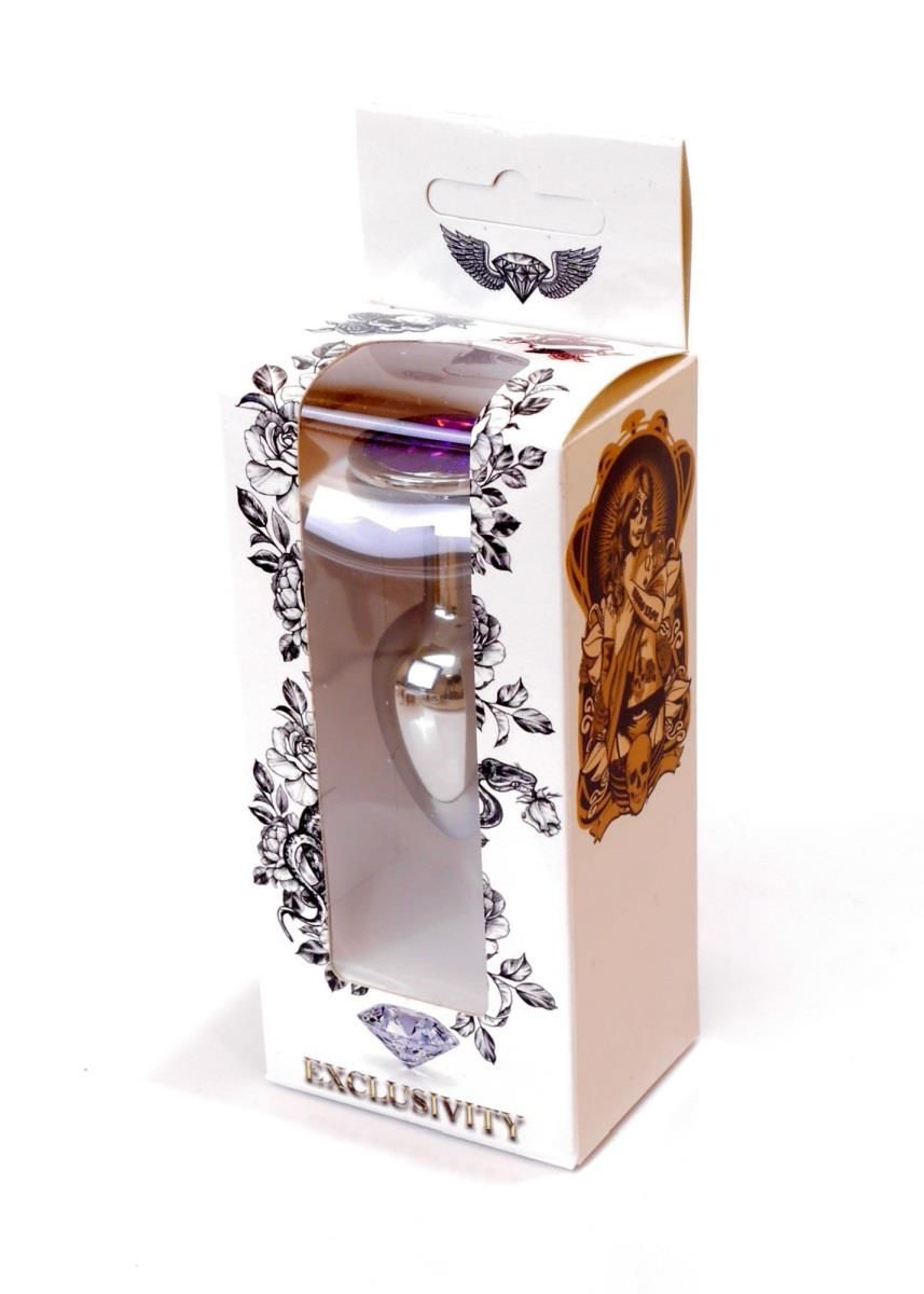 Metalowy korek analny z kryształem Boss Jewellery, 7 cm (fioletowy)