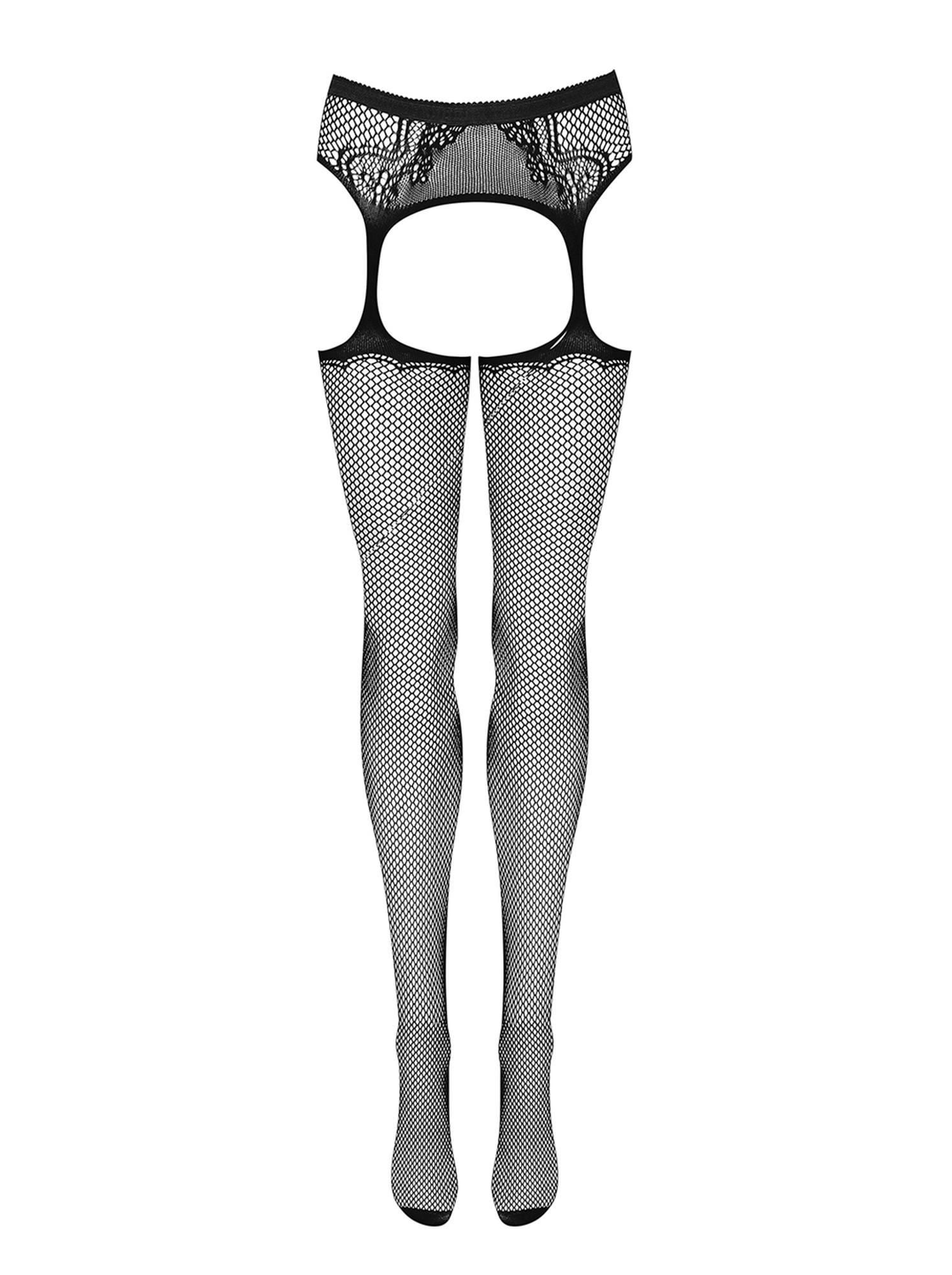 Чулки с поясом Obsessive Garter S232, S/M/L (чёрный)