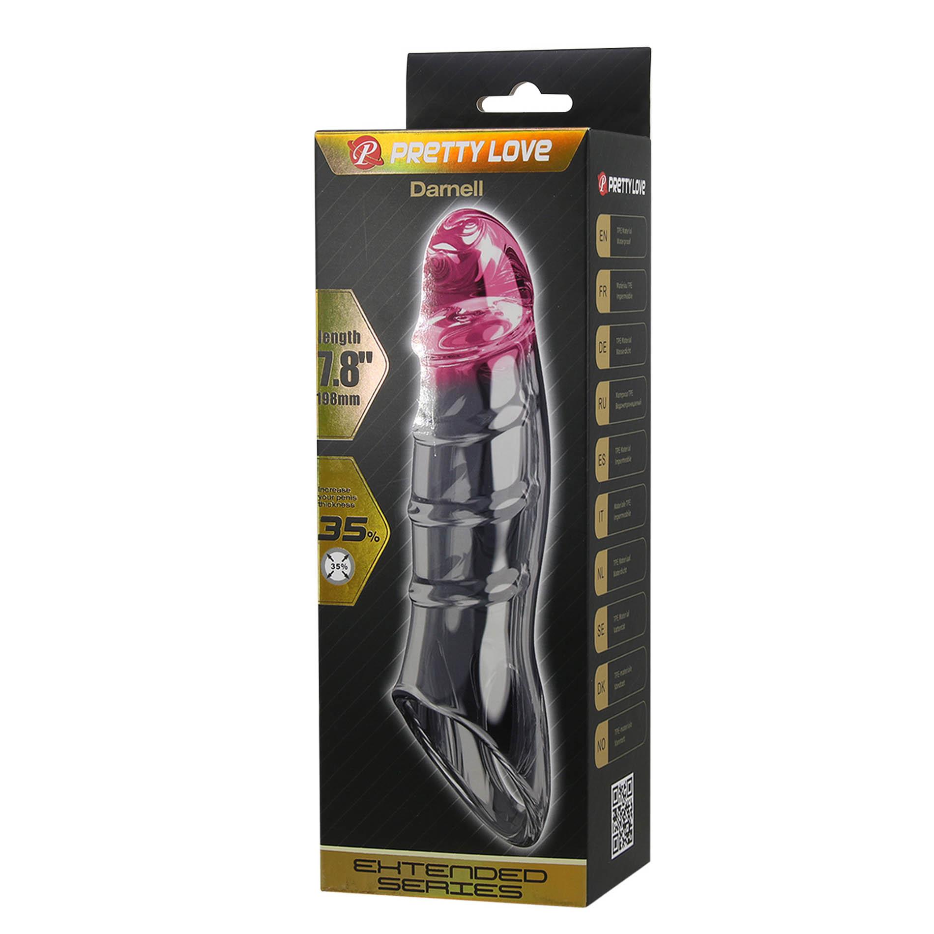 Насадка на пенис Pretty Love  Penis Sleeve Damell, 19.8 см (прозрачный)