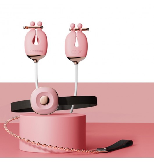 Qingnan No.2 Vibrating Nipple Clamps - Zaciski na sutki, Różowy