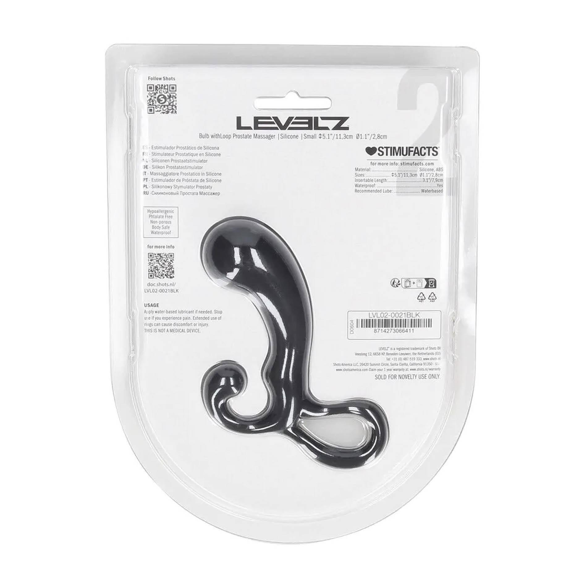 Стимулятор простаты Levelz Bulb with Loop S, 11.3 см (черный)