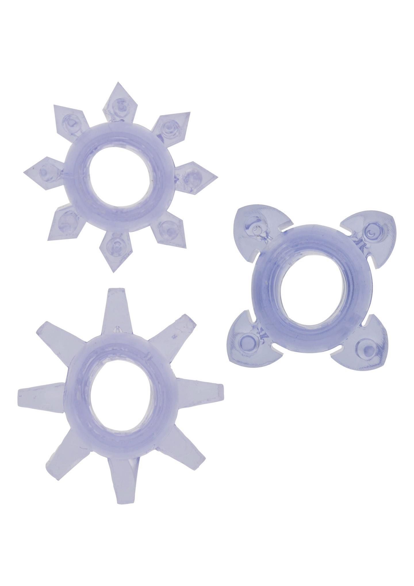 Pierścień erekcyjny ToyJoy Tickle C-Rings, 3 szt (fioletowy)