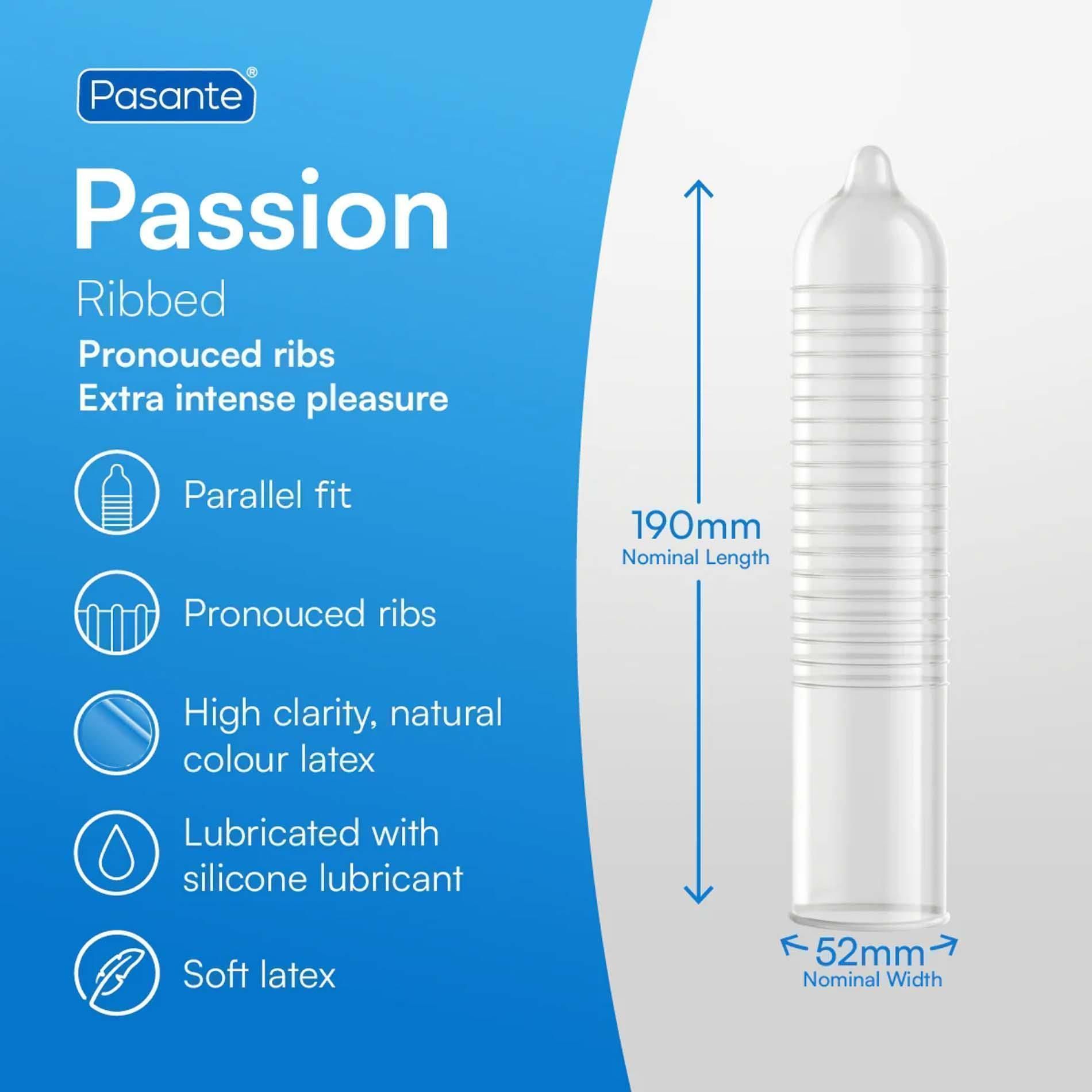 Презервативы Pasante Ribbed Passion, 3 шт