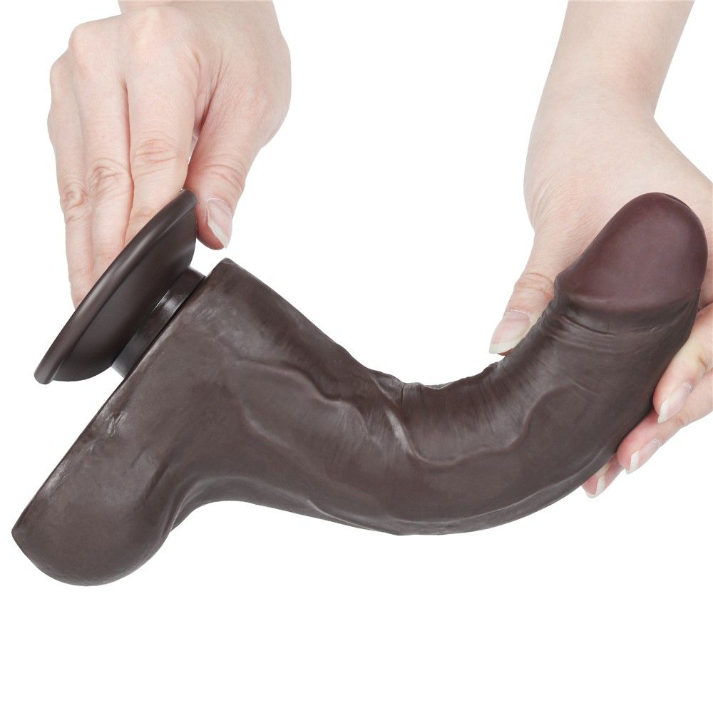 Lovetoy Sliding Skin Dual Layer Dong - Dildo, Czarny, 21.5 cm