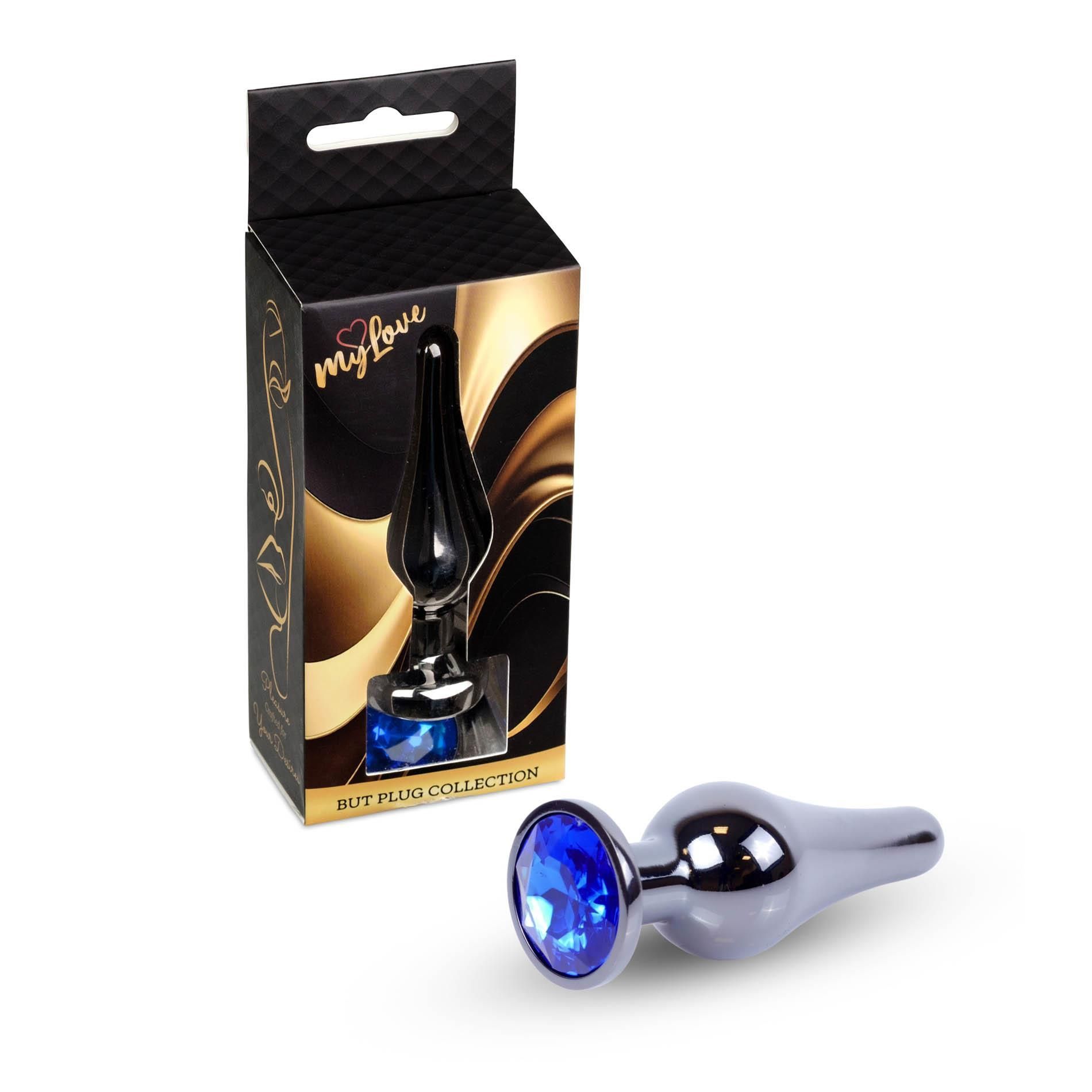 Korek analny MyLove Toys Jewellery Dark Silver Butt Plug, 9.5 cm (niebieski)