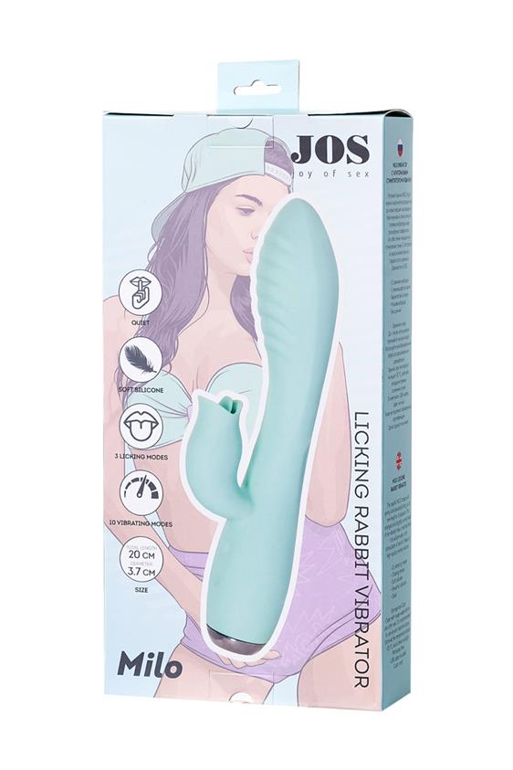 Toyfa Milo Licking Rabbit Vibrator - Wibrator królik, Niebieski, 20 cm