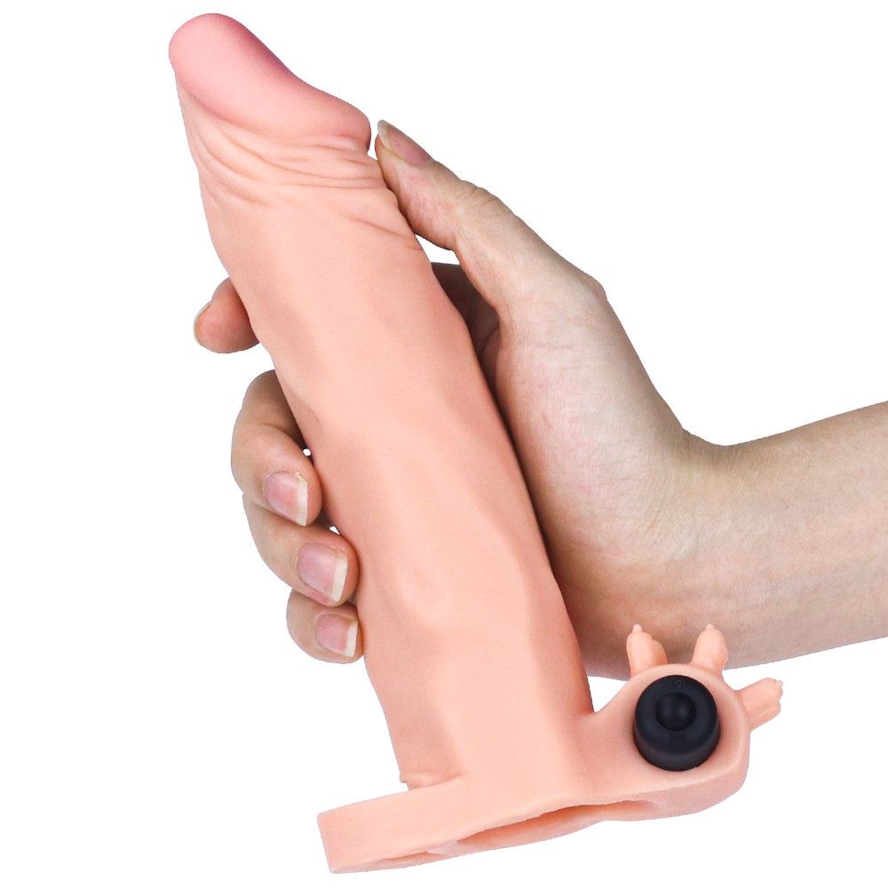 Насадка на пенис с вибрацией LoveToy Pleasure X-Tender, 18,5 см (телесный)