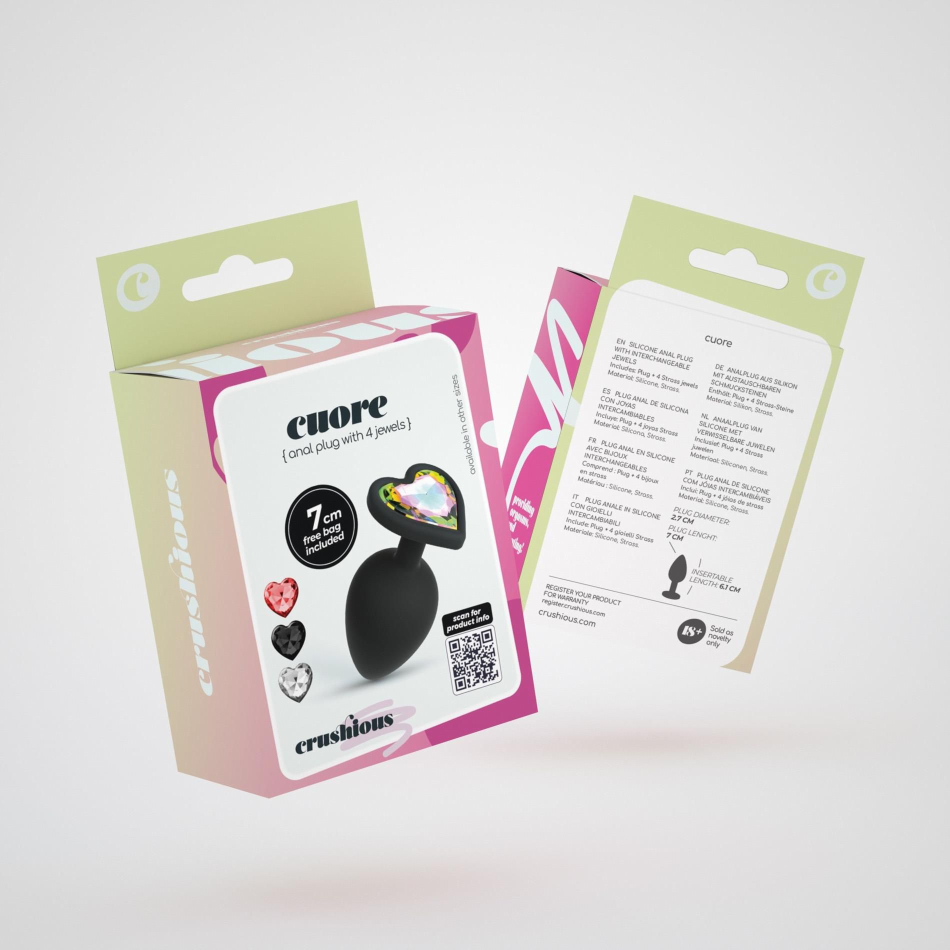 Korek analny Crushious Cuore Small, 7 cm (czarny)