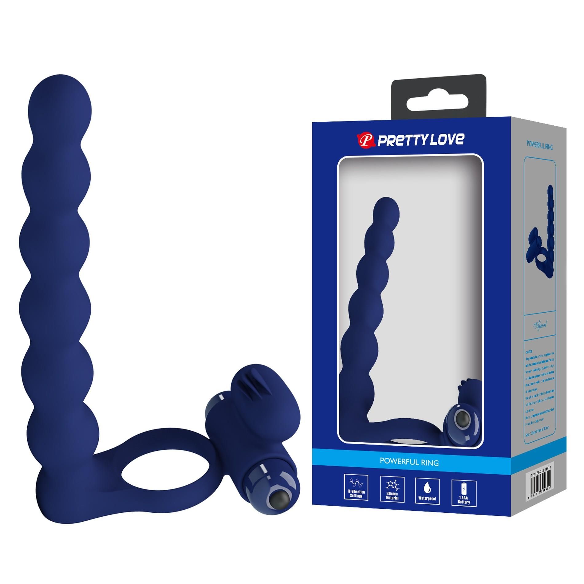Виброкольцо Pretty Love Hercules Penis Sheath III, 15,3 см (синий)