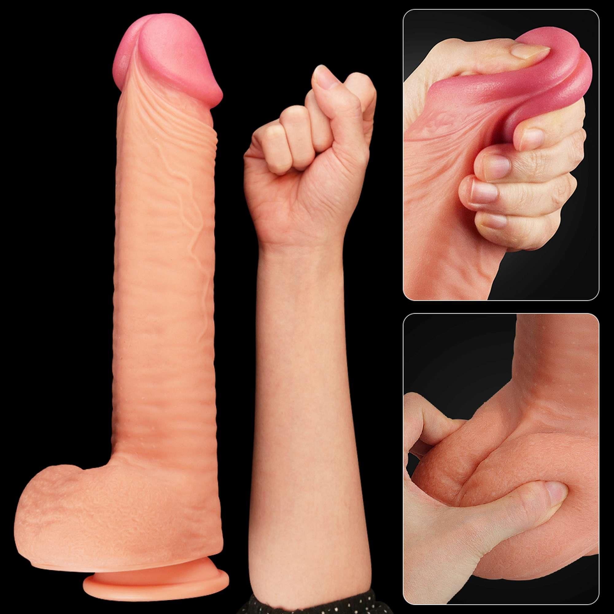 Dildo Dual Layer Platinum, 30,5 cm (w kolorze cielistym)