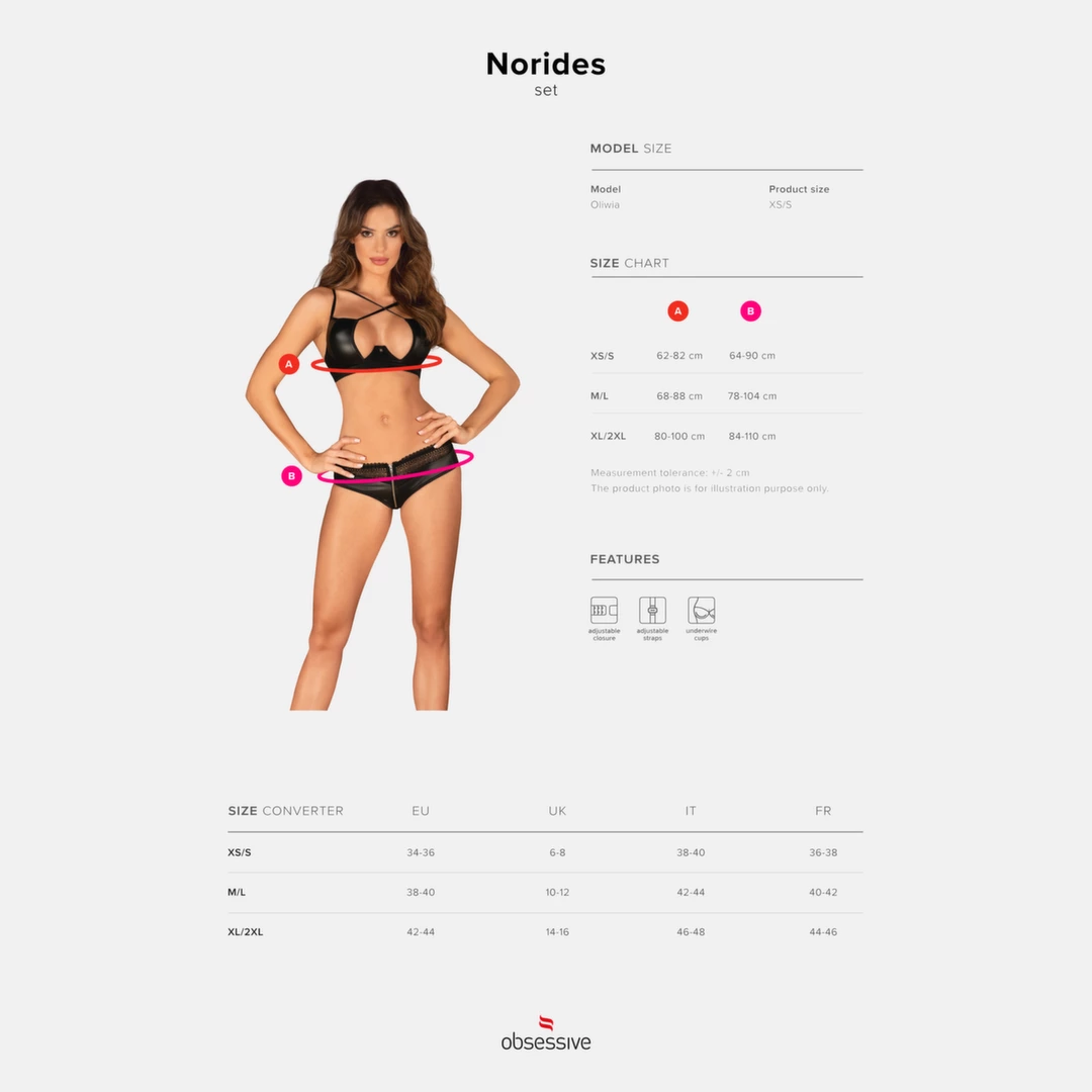 Комплект белья Obsessive Norides, M/L (черный)