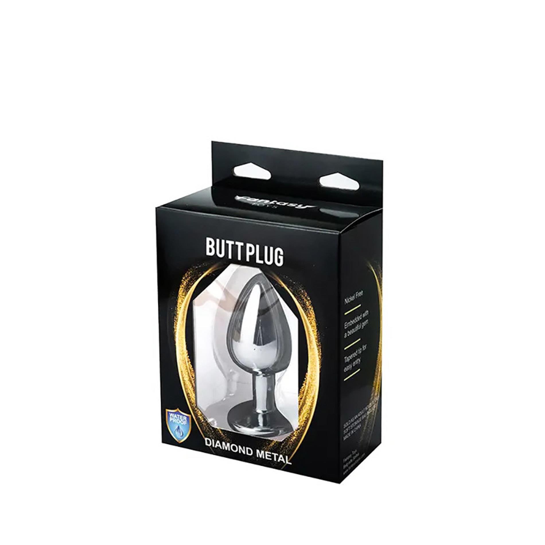 Korek analny Fantasy Silver Butt Plug Diamond L, 9 cm (różowy)