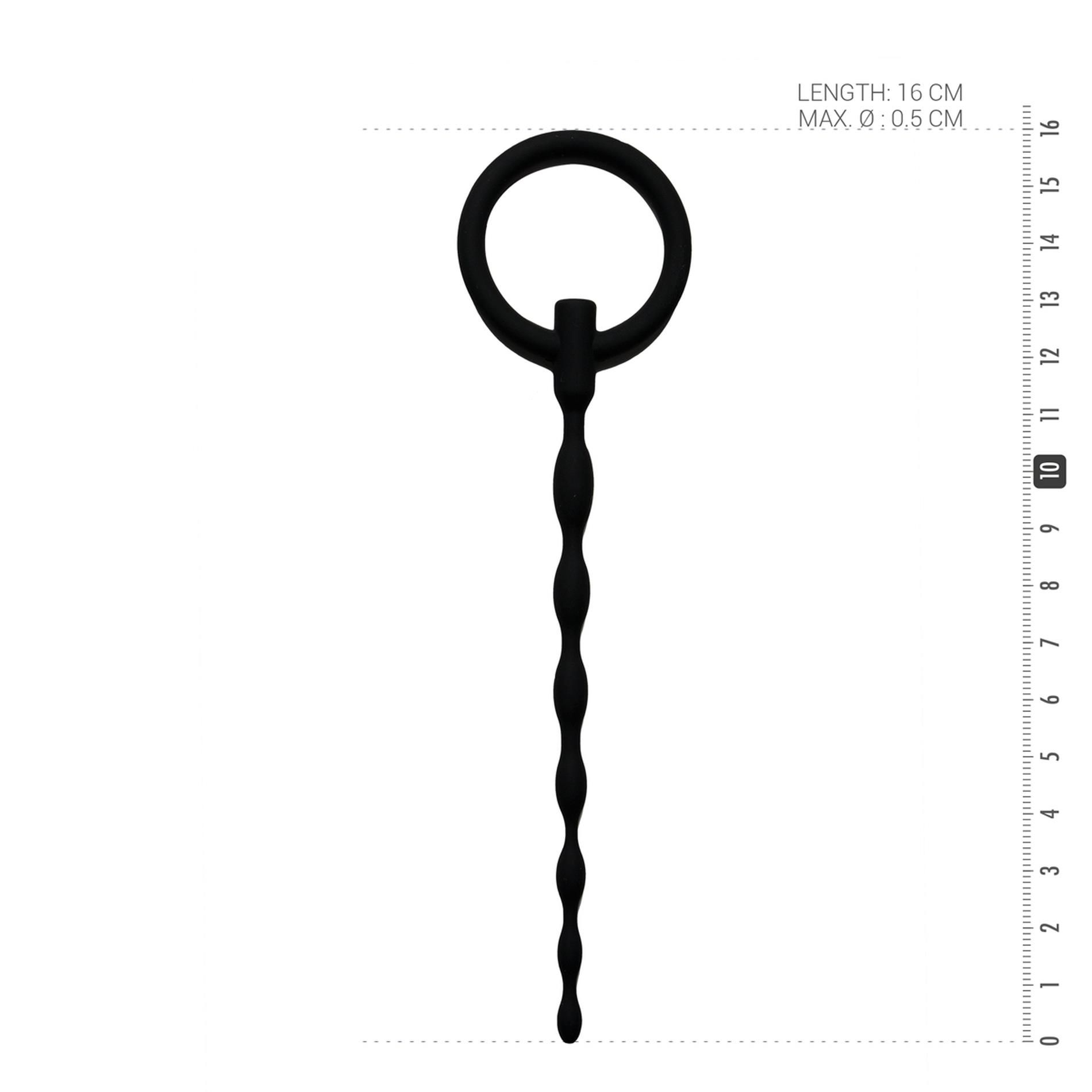Стимулятор уретри Sinner Gear Silicone Penis Plug With Pull Ring (чорний)