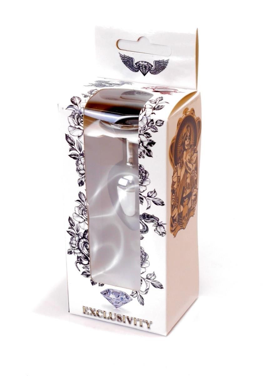 Металева анальна пробка з кристалом Boss Jewellery, 7 см (чорний)