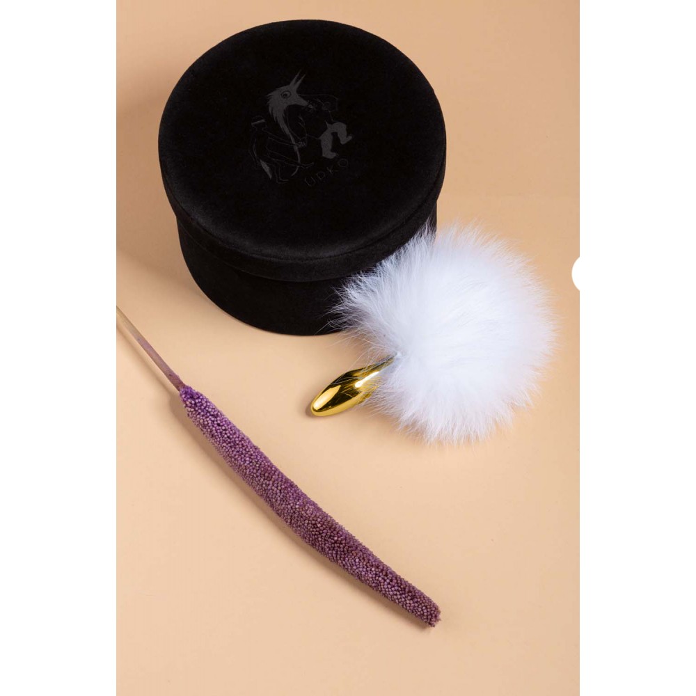 UPKO Rabbit Fur Bunny Tail - Korek analny, Biały, 10 cm