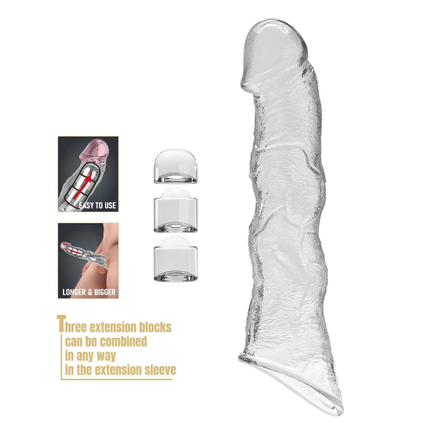 Насадка на пенис Pretty Love Extension Penis Sleeve Blocks, 28 см (прозрачный)