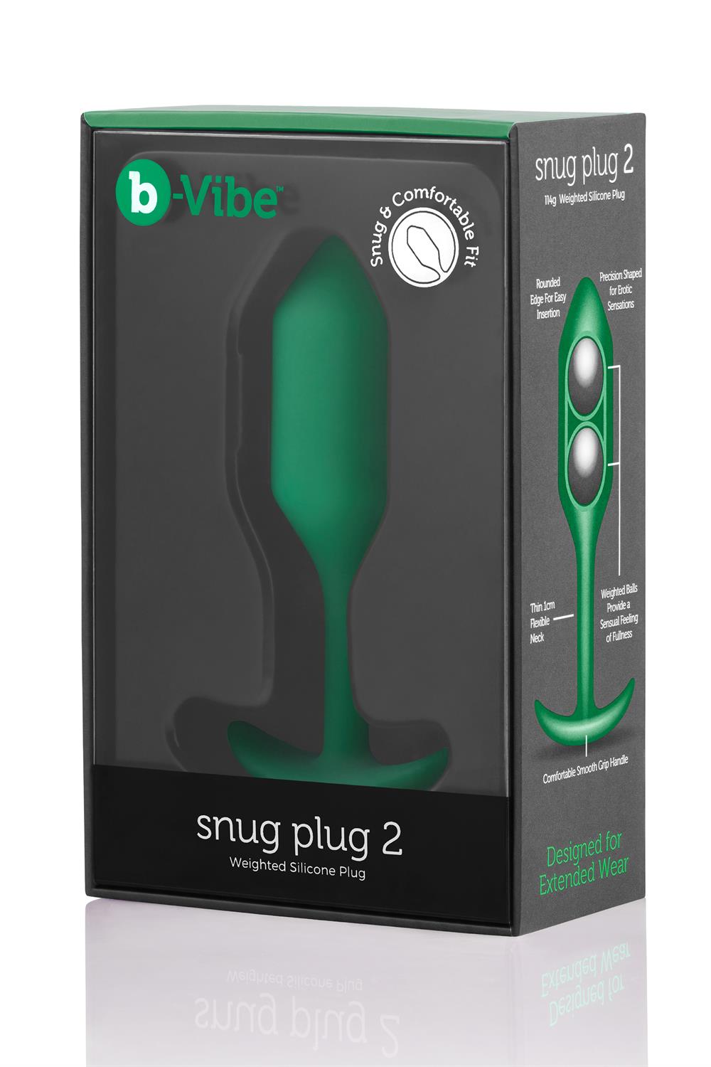 Korek analny B-Vibe Snug Plug 2, 10.5 cm (zielony)